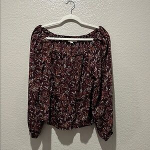 LOFT Ann Taylor Women's Small Blouse Floral Gauze Off The Shoulders Peasant